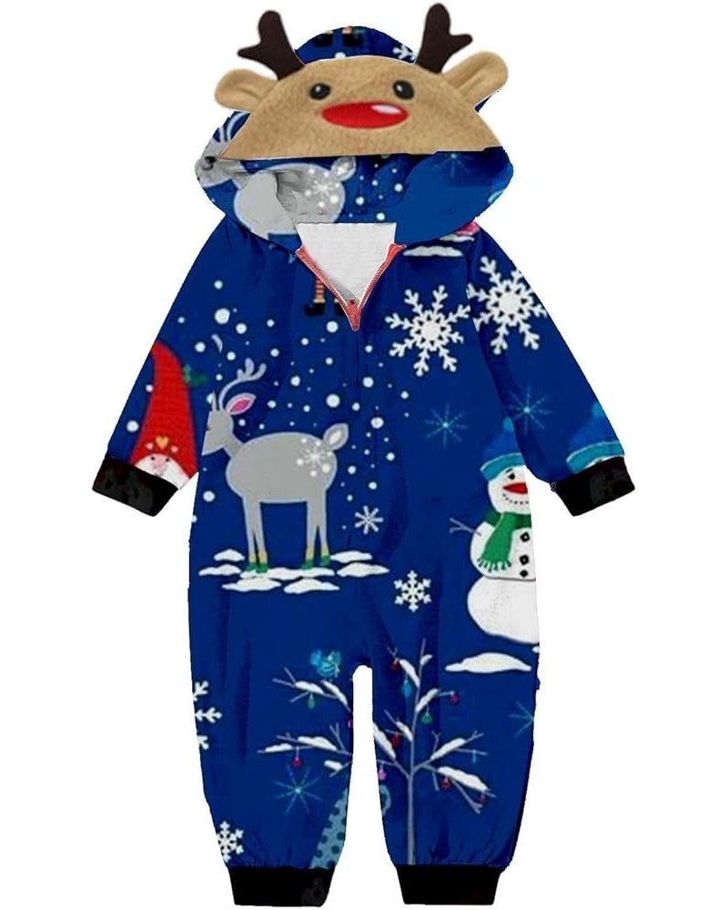 Matching Family Pajamas Christmas Family Matching Hooded Long Sleeved Zippered Jumpsuit Set Baby 4-blue $11.79 T-Shirts