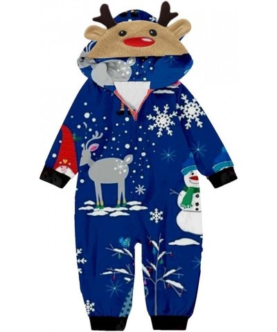 Matching Family Pajamas Christmas Family Matching Hooded Long Sleeved Zippered Jumpsuit Set Baby 4-blue $11.79 T-Shirts