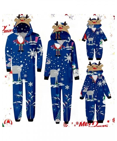 Matching Family Pajamas Christmas Family Matching Hooded Long Sleeved Zippered Jumpsuit Set Baby 4-blue $11.79 T-Shirts