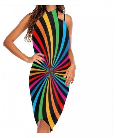 Womens Sarong Beach Swimsuit Semi-Sheer Bikini Cover Ups Wrap Beach scarf Colorful Bright Rainbow Tie Dye Spiral Swirl $10.74...