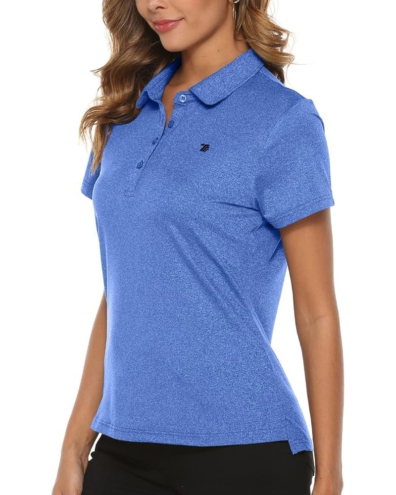 Women's Golf Polo Shirts Lightweight Quick Dry 4 Buttons Short Sleeve Shirts for Tennis Blue $13.34 Shirts