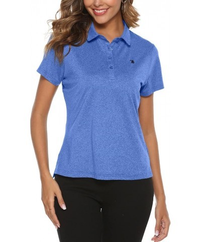 Women's Golf Polo Shirts Lightweight Quick Dry 4 Buttons Short Sleeve Shirts for Tennis Blue $13.34 Shirts