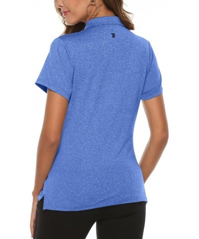 Women's Golf Polo Shirts Lightweight Quick Dry 4 Buttons Short Sleeve Shirts for Tennis Blue $13.34 Shirts