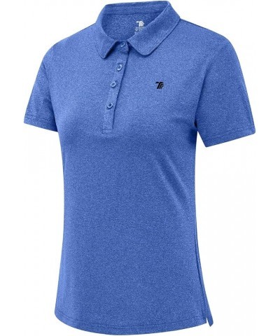 Women's Golf Polo Shirts Lightweight Quick Dry 4 Buttons Short Sleeve Shirts for Tennis Blue $13.34 Shirts