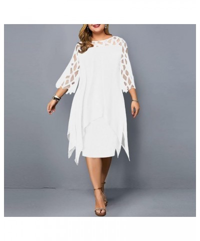 Maxi Dress for Women Plus Size Elegant Floral Print Short Sleeve Long Dress Casual O Neck Empire Waist Dress A01white $10.32 ...