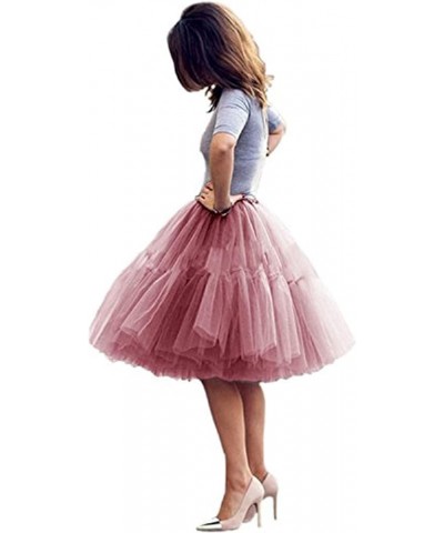 Tulle Skirt,Women's Midi Tulle Tutu Skirt Fluffy Princess Five Layers A line Party Prom Underskirt Mauve $17.67 Skirts