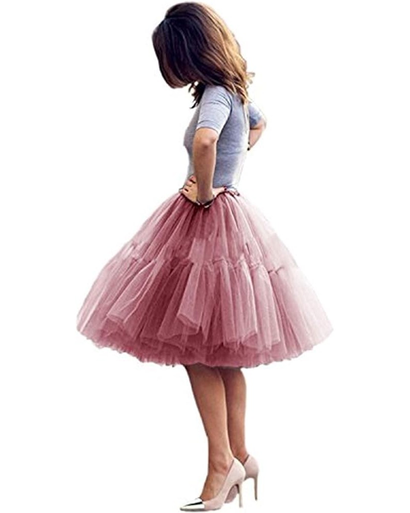 Tulle Skirt,Women's Midi Tulle Tutu Skirt Fluffy Princess Five Layers A line Party Prom Underskirt Mauve $17.67 Skirts