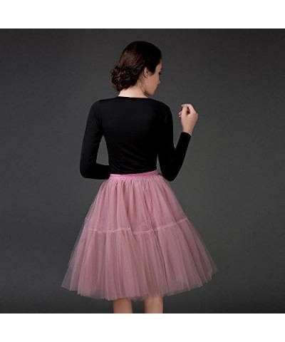 Tulle Skirt,Women's Midi Tulle Tutu Skirt Fluffy Princess Five Layers A line Party Prom Underskirt Mauve $17.67 Skirts