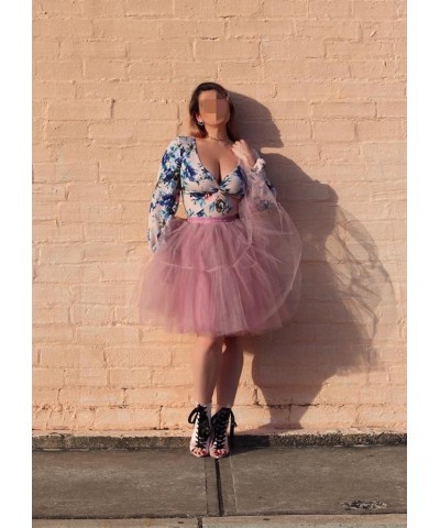 Tulle Skirt,Women's Midi Tulle Tutu Skirt Fluffy Princess Five Layers A line Party Prom Underskirt Mauve $17.67 Skirts