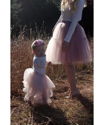 Tulle Skirt,Women's Midi Tulle Tutu Skirt Fluffy Princess Five Layers A line Party Prom Underskirt Mauve $17.67 Skirts