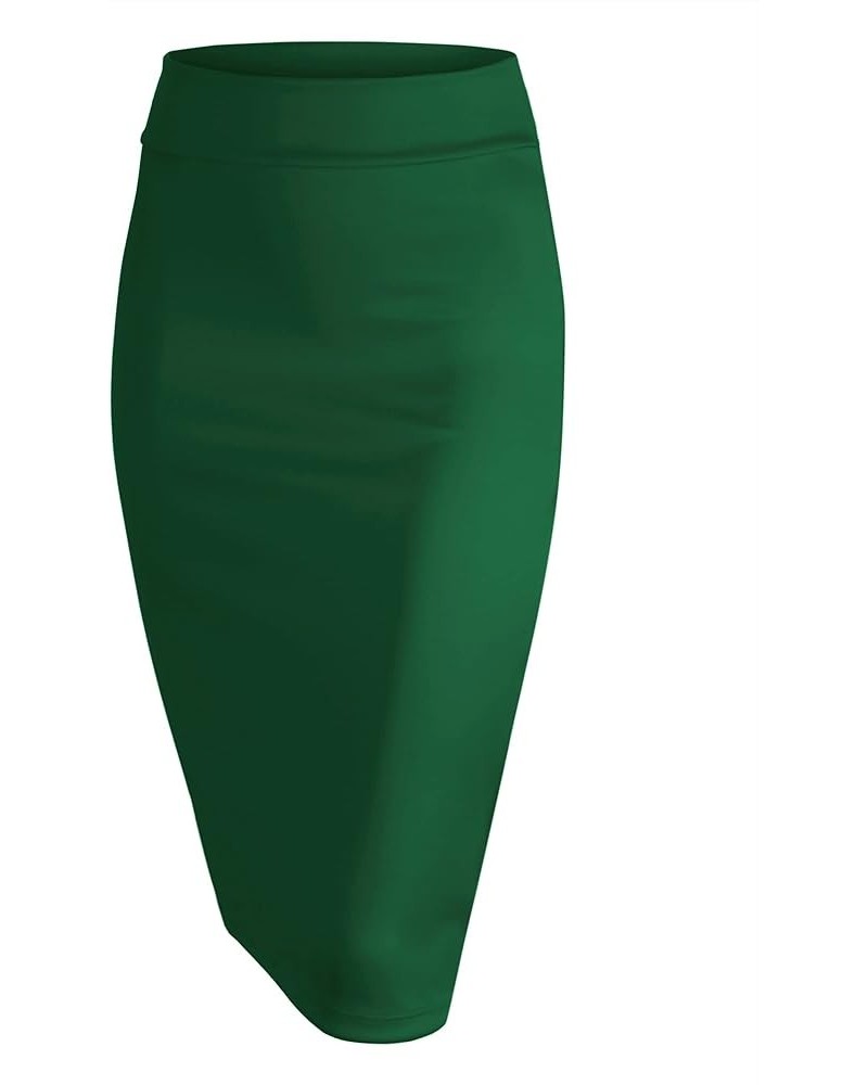 Women's Elastic Waist Stretch Bodycon Midi Knee Length Pencil Skirt for Office Wb700_green $11.13 Skirts