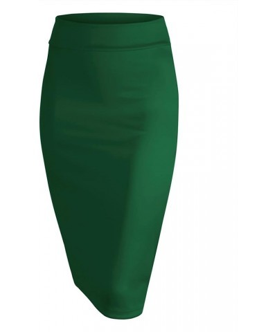 Women's Elastic Waist Stretch Bodycon Midi Knee Length Pencil Skirt for Office Wb700_green $11.13 Skirts