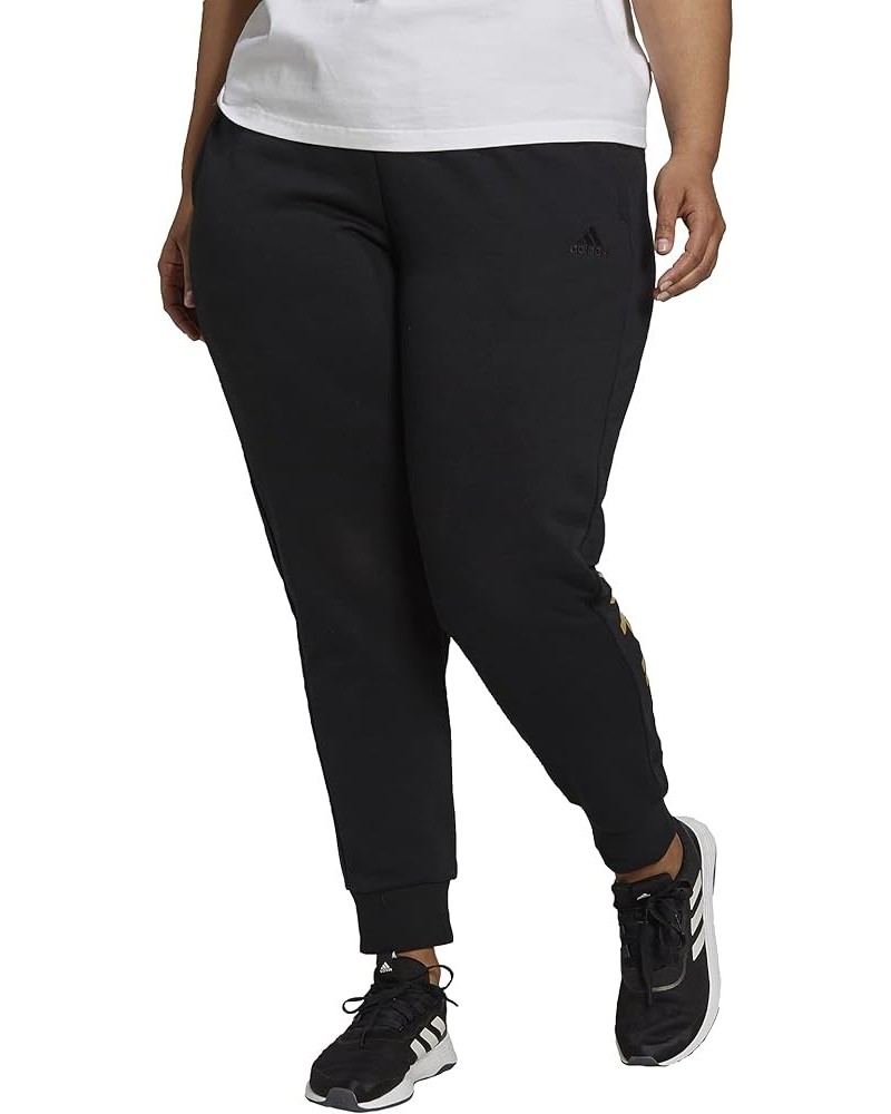 Women's Essentials French Terry Logo Pants Black/Gold Metallic $18.28 Pants