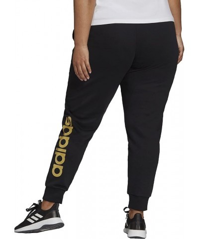 Women's Essentials French Terry Logo Pants Black/Gold Metallic $18.28 Pants