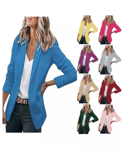 Blazers for Women Business Long Sleeve Fashion Coat Dressy Office Solid Color Outwear Casual Button Down Jacket Purple $7.57 ...