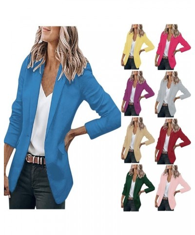 Blazers for Women Business Long Sleeve Fashion Coat Dressy Office Solid Color Outwear Casual Button Down Jacket Purple $7.57 ...