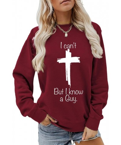 I Can'T But I Know A Guy Sweatshirt Crewneck Casual Sweatshirt Cross Graphic Shirt Christian Tops Color08 $11.55 Activewear