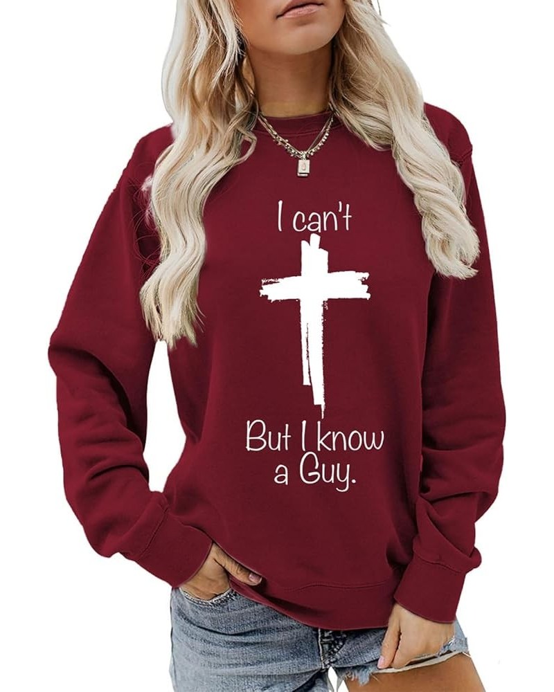 I Can'T But I Know A Guy Sweatshirt Crewneck Casual Sweatshirt Cross Graphic Shirt Christian Tops Color08 $11.55 Activewear