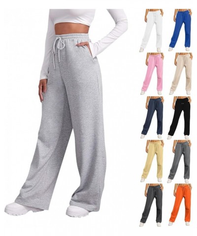 Fleece Wide Leg Sweatpants Women Stretch Drawstring Waist Straight Leg Sweatpants Baggy Joggers Yoga Pants with Pocket B04-li...