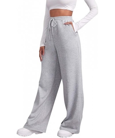 Fleece Wide Leg Sweatpants Women Stretch Drawstring Waist Straight Leg Sweatpants Baggy Joggers Yoga Pants with Pocket B04-li...