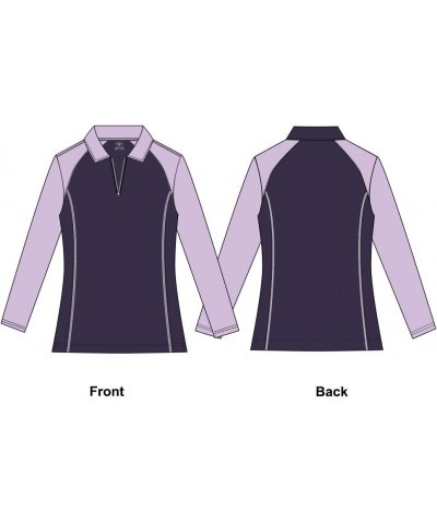 Women's Victory Contrast Zip Polo Shirt 3/4 Sleeve 2371 Navy/Pastel Lilac $9.81 Shirts