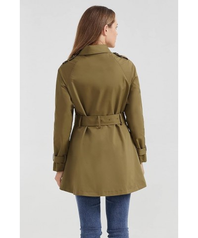 Women's Mid-length Jacket Double Breasted Trench Coat with Belt Darkkhaki $29.90 Coats