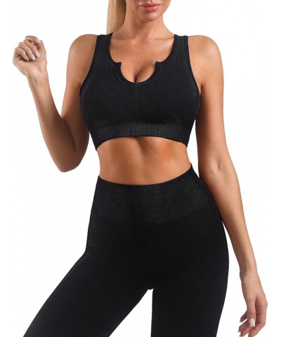 Women’s Yoga Outfits 2 piece Set Workout Tracksuits Sports Bra High Waist Legging Active Wear Athletic Clothing Set U-black $...