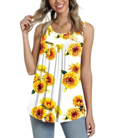 Women's 2023 Summer Sleeveless Tank Vest Casual Ruffle Tunic Top Loose Comfy Blouse T-Shirts Floral Sf White $14.53 Tanks