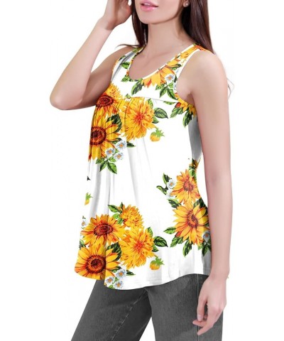 Women's 2023 Summer Sleeveless Tank Vest Casual Ruffle Tunic Top Loose Comfy Blouse T-Shirts Floral Sf White $14.53 Tanks