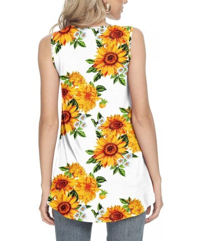 Women's 2023 Summer Sleeveless Tank Vest Casual Ruffle Tunic Top Loose Comfy Blouse T-Shirts Floral Sf White $14.53 Tanks