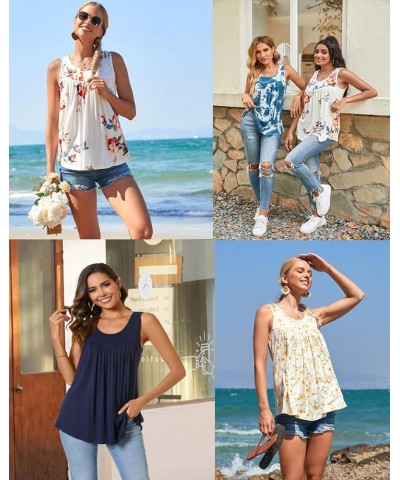 Women's 2023 Summer Sleeveless Tank Vest Casual Ruffle Tunic Top Loose Comfy Blouse T-Shirts Floral Sf White $14.53 Tanks