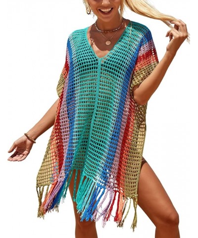 Crochet Knitted Beach Cover Up Open Front Kimono Cardigan Sexy Lace Dress F-colorful 1 $15.48 Swimsuits