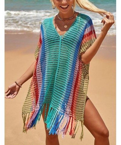 Crochet Knitted Beach Cover Up Open Front Kimono Cardigan Sexy Lace Dress F-colorful 1 $15.48 Swimsuits