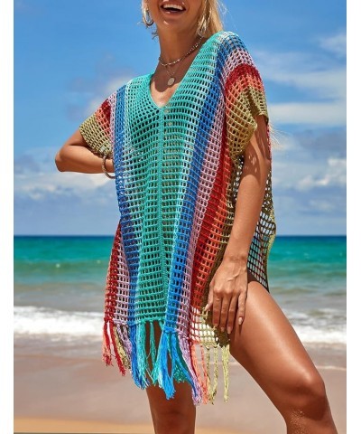 Crochet Knitted Beach Cover Up Open Front Kimono Cardigan Sexy Lace Dress F-colorful 1 $15.48 Swimsuits