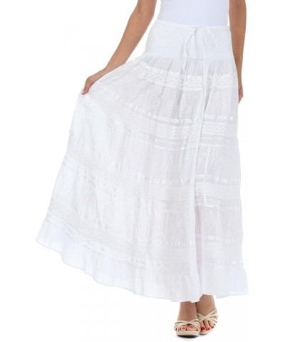 Lace and Ribbon Peasant Boho Skirt White $19.26 Skirts