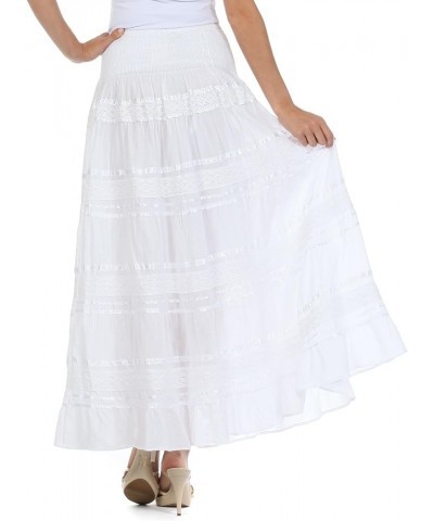 Lace and Ribbon Peasant Boho Skirt White $19.26 Skirts