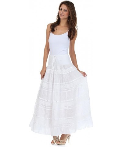 Lace and Ribbon Peasant Boho Skirt White $19.26 Skirts