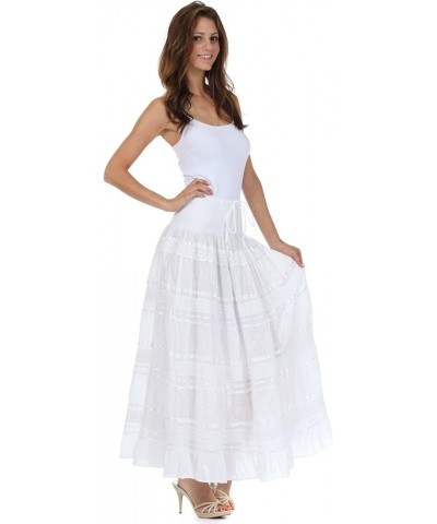 Lace and Ribbon Peasant Boho Skirt White $19.26 Skirts