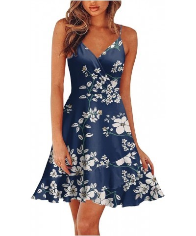 Women's Sexy Summer Dresses Dress Beach Knee Length Dress Adjustable Sling Dress Trendy Dresses 2023 D-navy $11.16 Dresses