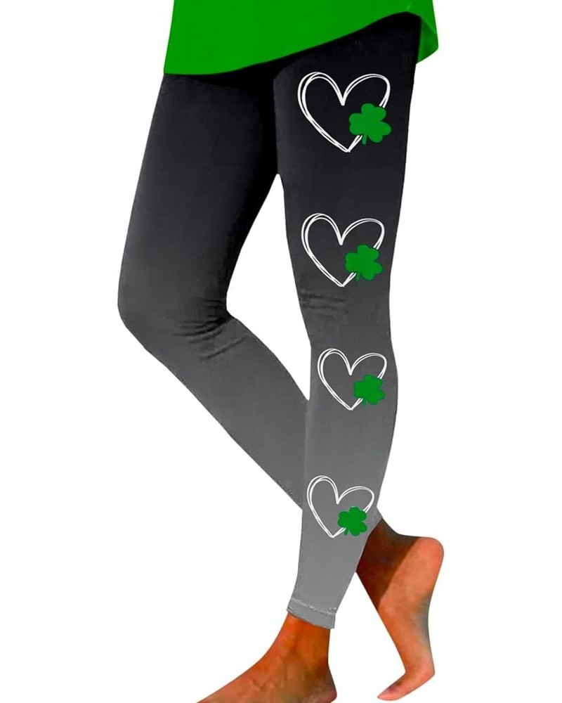 St.Patrick's Day Irish Green Shamrock Yoga Pants High Waisted Clover Leaves High Waisted Leggings Tummy Control Soft Grey $11...