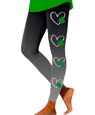 St.Patrick's Day Irish Green Shamrock Yoga Pants High Waisted Clover Leaves High Waisted Leggings Tummy Control Soft Grey $11...