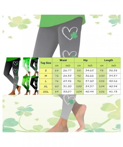 St.Patrick's Day Irish Green Shamrock Yoga Pants High Waisted Clover Leaves High Waisted Leggings Tummy Control Soft Grey $11...