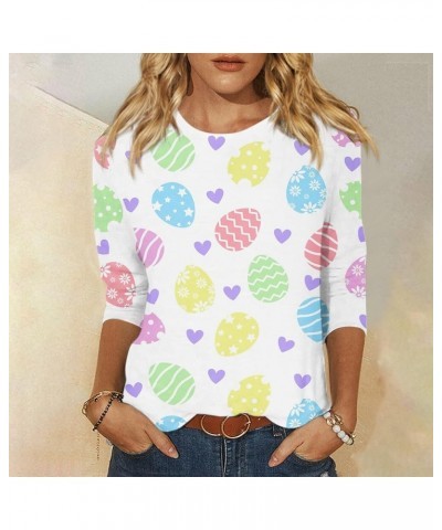 3/4 Sleeve Shirt for Women, Ladies Summer Fashion Shamrock Print T-Shirt Cute Graphic Tees 2024 1-blue $9.79 Activewear