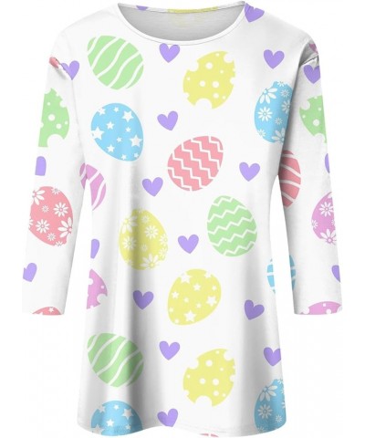 3/4 Sleeve Shirt for Women, Ladies Summer Fashion Shamrock Print T-Shirt Cute Graphic Tees 2024 1-blue $9.79 Activewear