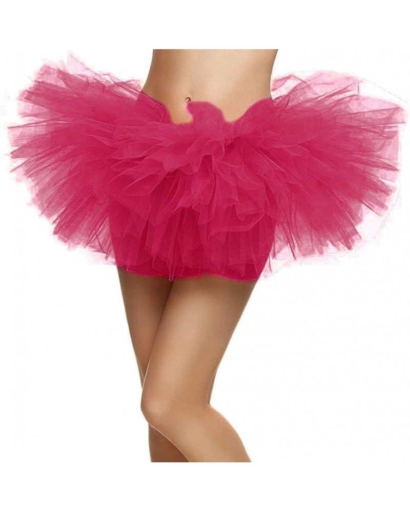 Adult Women's 5 Layered Tulle Ballet Tutu Skirt-Assorted Colors Rose 1 $16.81 Skirts