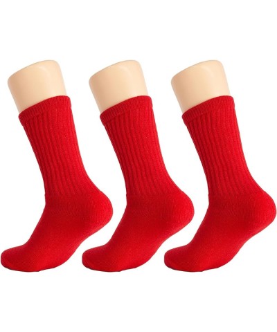 Cotton Crew Athletic Socks for Women Smooth Toe Seam Socks 3 Pairs Red $8.29 Socks