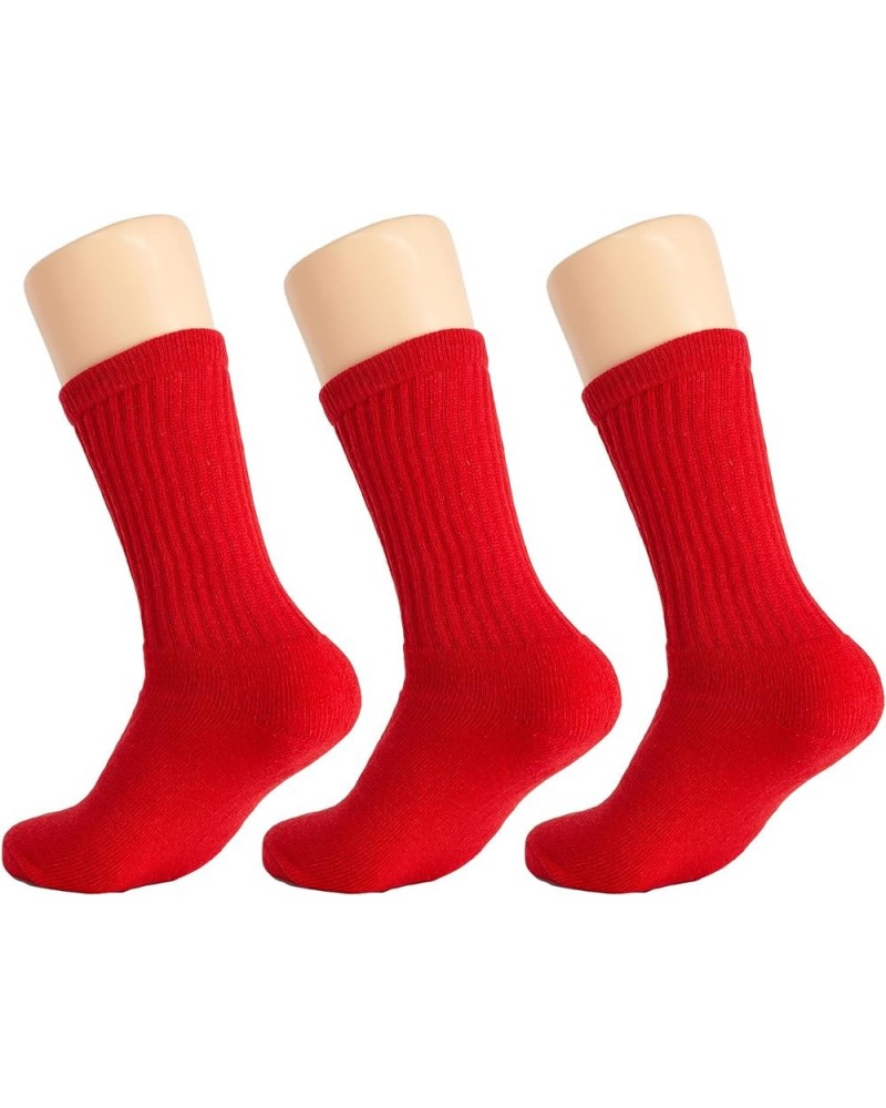 Cotton Crew Athletic Socks for Women Smooth Toe Seam Socks 3 Pairs Red $8.29 Socks