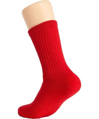 Cotton Crew Athletic Socks for Women Smooth Toe Seam Socks 3 Pairs Red $8.29 Socks