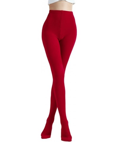 Women's Cashmere Sheer Tights, Knitted Combed Cotton Stockings, High Flexible Spandex Soft Fluffy Pantyhose Pinstripe Red $18...