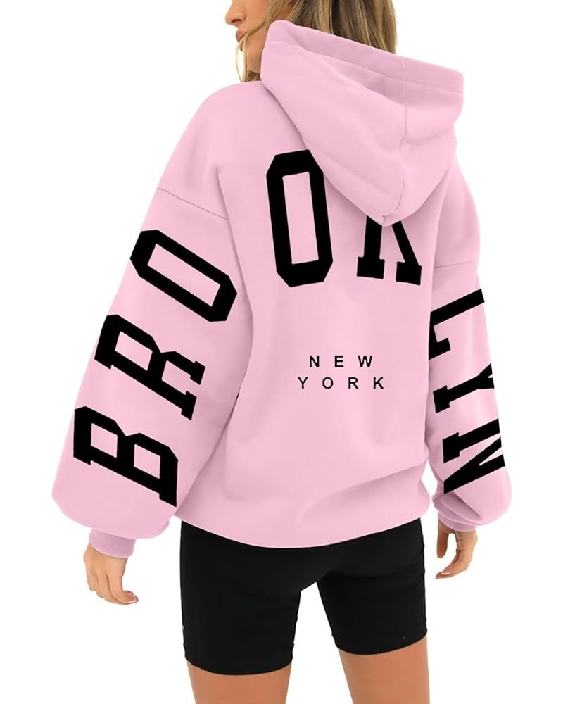 Women's Back Paris France Printed Hoodie Long Sleeved Pullover Hooded Sweatshirt Fall Winter Lightweight Loose Top 2-pink $7....